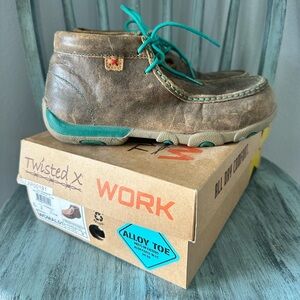 Twisted X Women’s Driving Mocs Alloy Toe Work Boots. Size 6.5